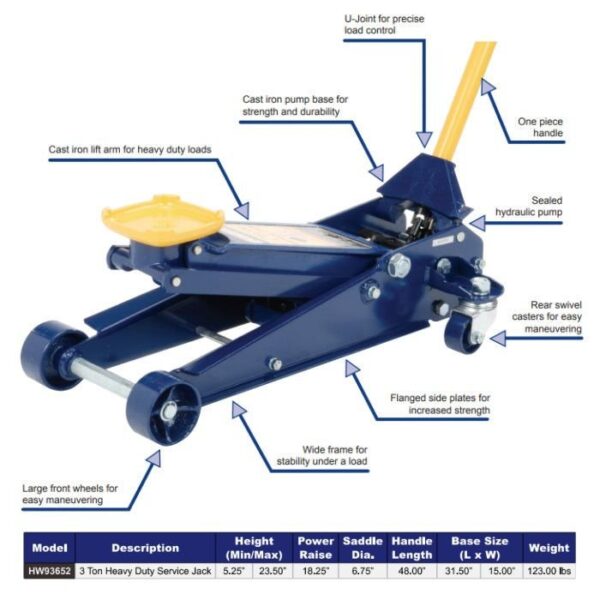 hein werner 3 ton heavy duty service jack